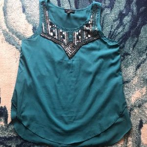 Jessica Simpson Green Flowy Tank with Sequins